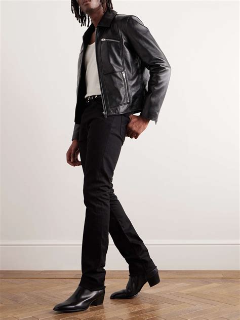 celine leather jacket men's